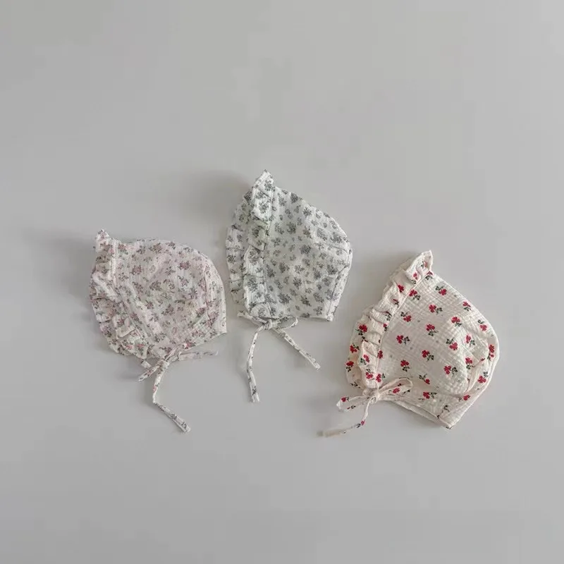 

2025 Summer New Baby Girl Sun Hat 0-12 Month Newborn Thin Brimmed Bonnet Cute Princess Style Sun Protection Pastel Color Caps