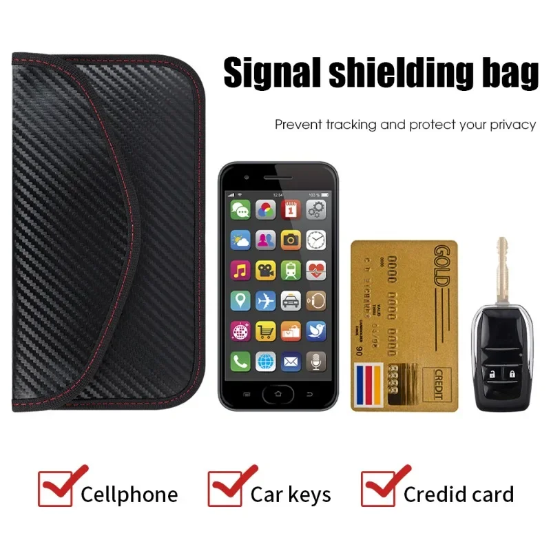 2-1pcs Car Key Signal Blocking Shield Case Faraday Bag Protector Pouch Signal Blocker Case RF Signal Safe Lock Bag for Car Keys