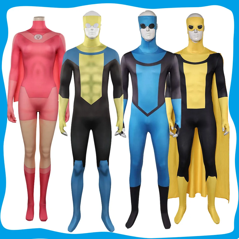 Invincible Mark Grayson Cosplay Fantasia Costume Zentai Jumpsuit for Adult Men Disguise Outfits Halloween Carnival Party Suit