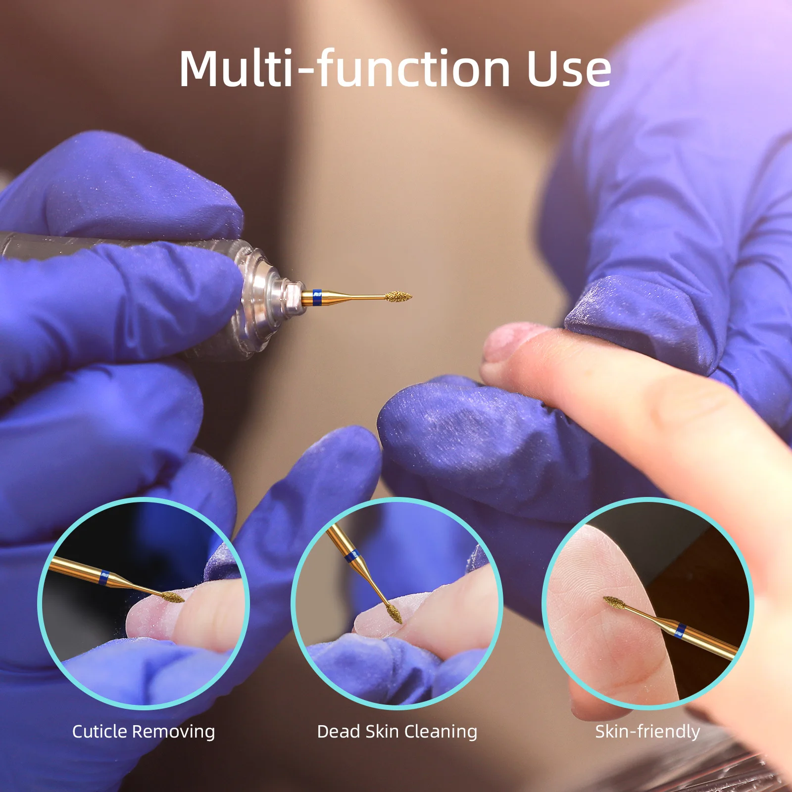 مثقاب أظافر تنظيف لهب صغير 1 مم من HYTOOS، لقم أظافر ماسية روسية من التيتانيوم ملحقات منظف الأظافر للبشرة الميتة