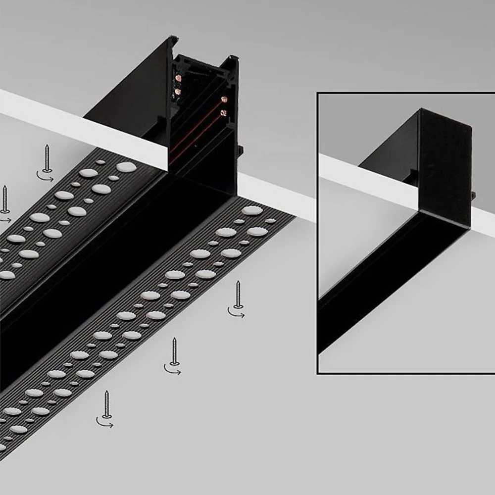 Modern Recessed Magnetic Track Light Design LED Light Track Corner Connector Magnetic Track Ceiling System Indoor Track Strip