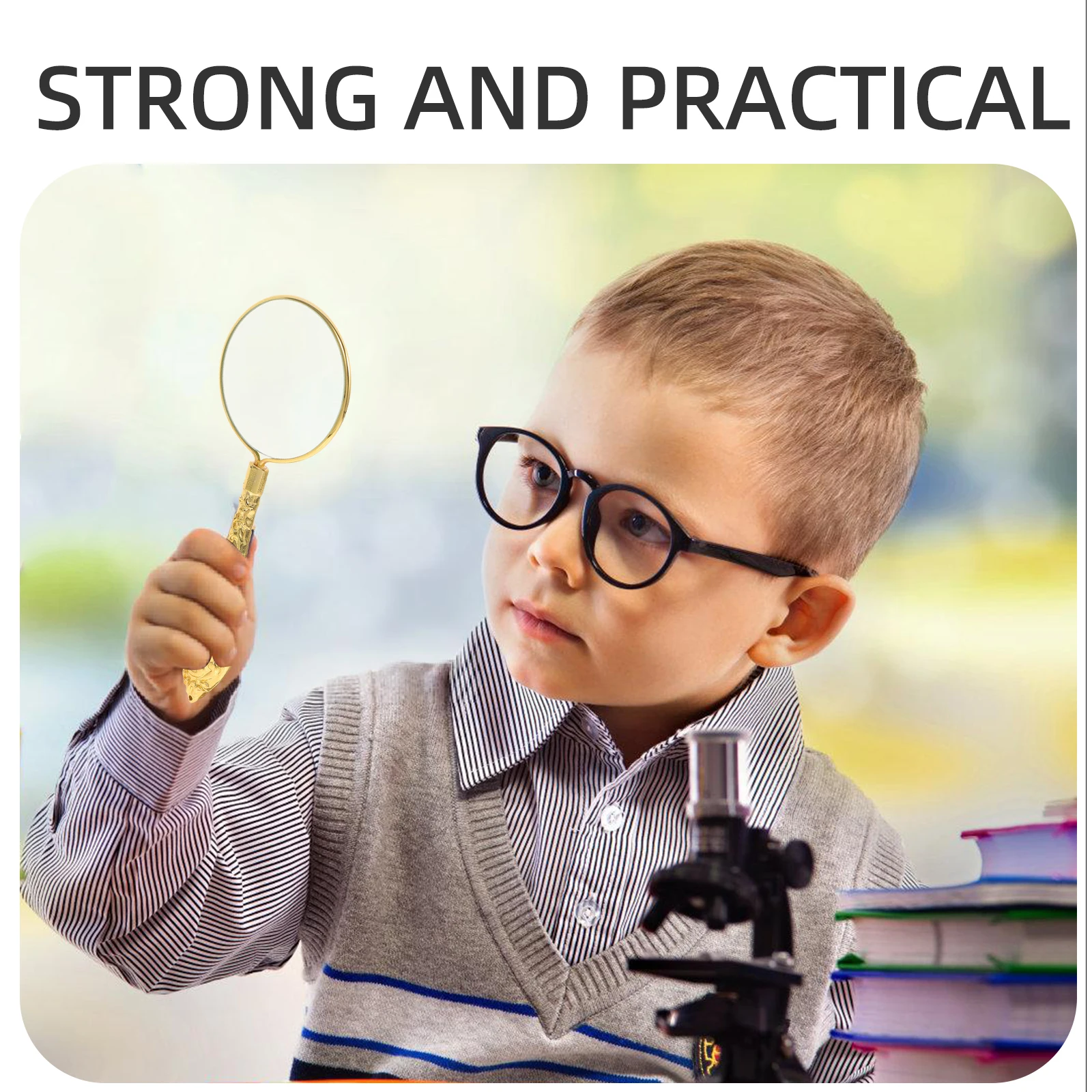 

Handheld Magnifying Glass European Style 5x Small Embossed Portable Reading Magnifier Lightweight Explore Magnifier for Teens