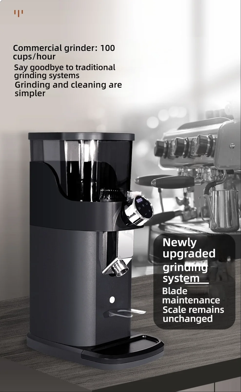 

CAFOVO G1002 Electric Coffee Grinder 64mm Flat Burr Touch Screen 350W Dosing Control Commercial Espresso Grinder Coffee Mill