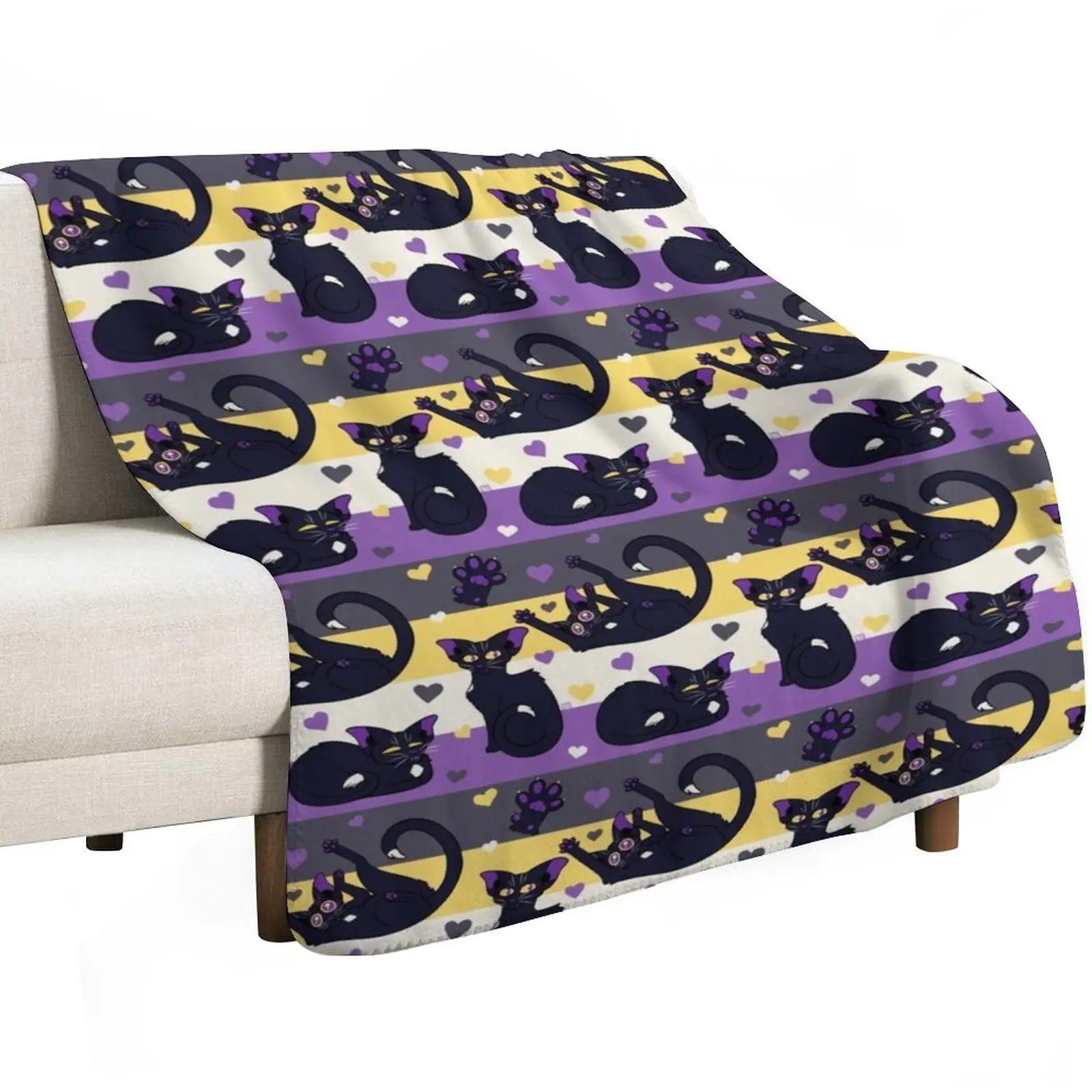 Queer Kitties - Non Binary Throw Blanket Luxury Brand Bed linens Luxury Luxury Throw christmas gifts Hairy Blankets