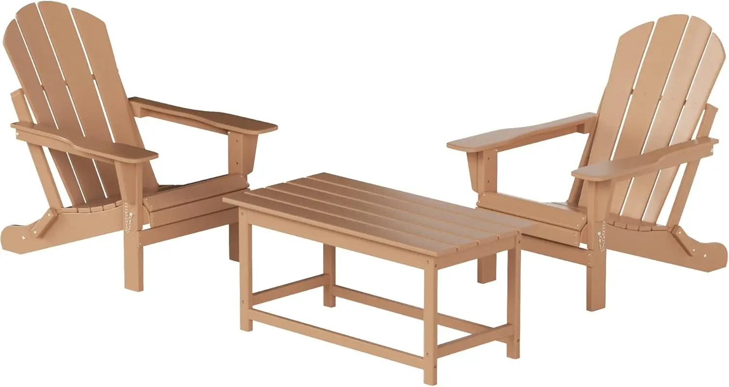 

Комплект садовой мебели WO Home: 3 складных стула Адирондак и кофейный столик, устойчивые к погодным условиям и УФ-излучению, для газона