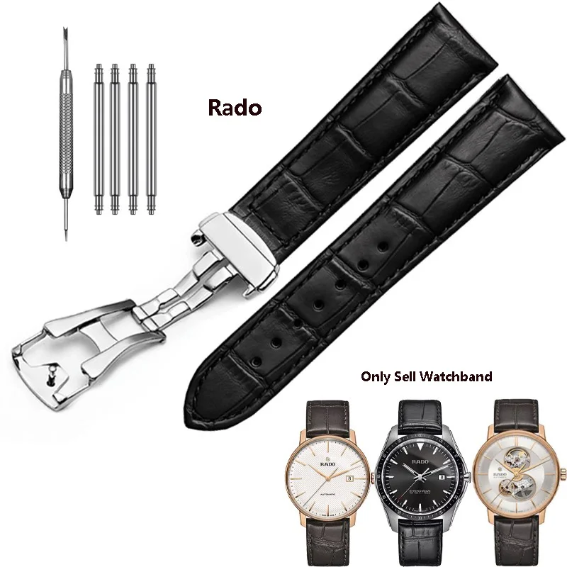 High Quality Genuine Leather Watchband For Rado Dia Master Coupole Series R22861165 R14129116 Watch Strap Men Women Bracelet