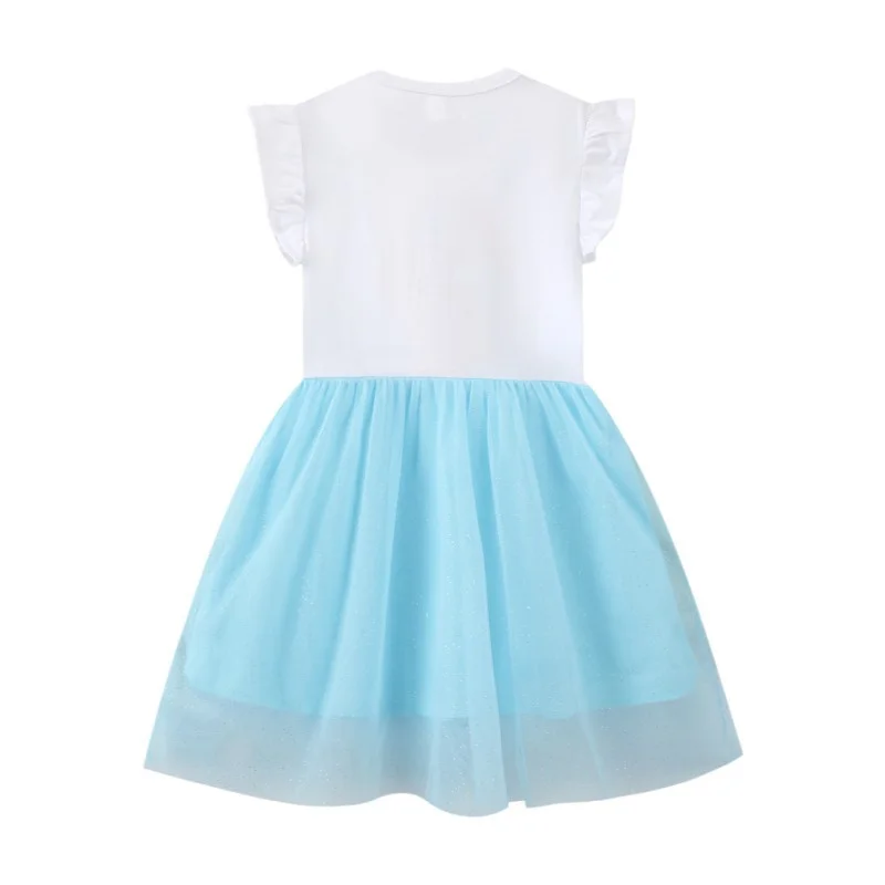 Vestidos de Festa para Meninas Princesa de Verão, Manga Curta, Criança Tutu, Birthday Wear, Unicórnio Beading, Malha, Cute Frocks, 2-7T