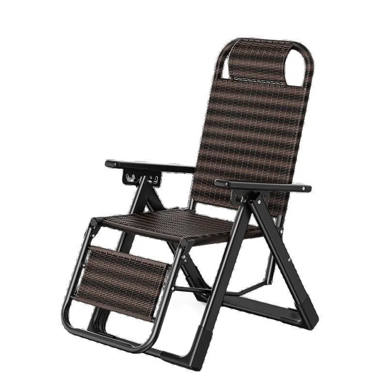 

Rattan chair rattan woven folding lunch break recliner home leisure backrest chair durable nap bed folding chair