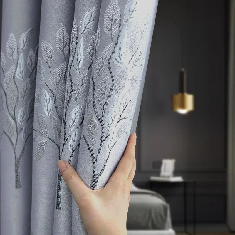 Curtains for Living Dining Room Bedroom Jacquard Nordic Modern Luxury Morandi Color Pink Gray Green High Shading Heat Insulation