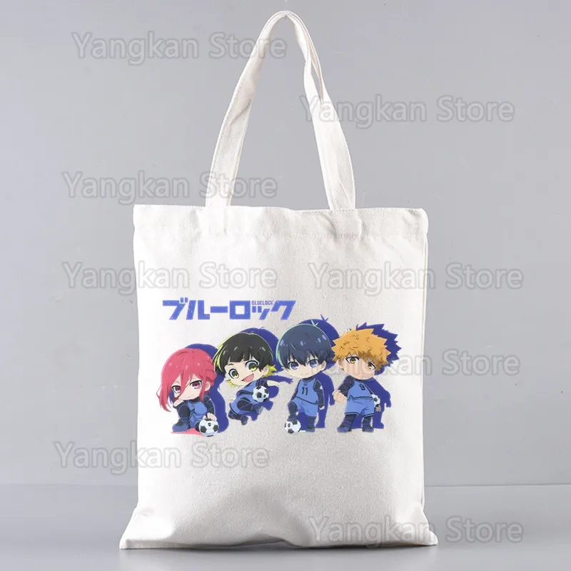 Blue Lock Japan Anime Female Foldable Canvas Shoulder Bag Canvas Tote Eco Shopping Bag Canvas Tote Bag Casual HandBag Daily Use