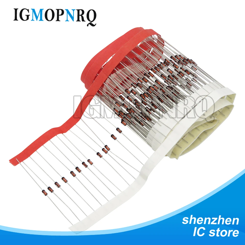 50pcs 1W Zener diode DO-41 2.7V-75V 3V 3V3 4V3 5V1 5V6 6V2 7V5 8V2 9V1 10V 11V 12V 15V 22V 27V 30V 1N4753 1N4755 1N4756 1N4761
