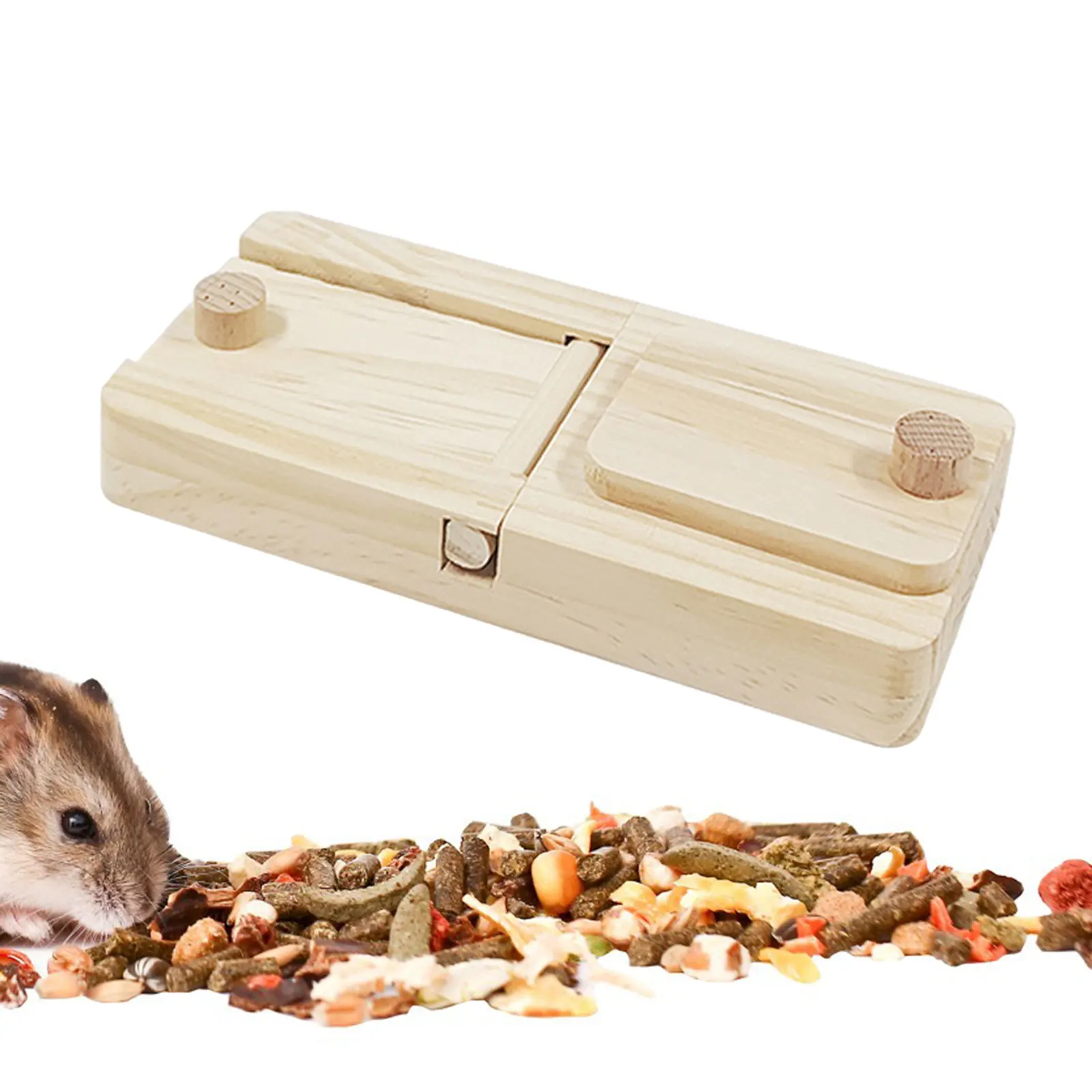 Wooden Enrichment Foraging Toy Chew Toys Funny Puzzle Game Feeding Toys for Bunny Hamster Chinchilla Small Pet Rabbit