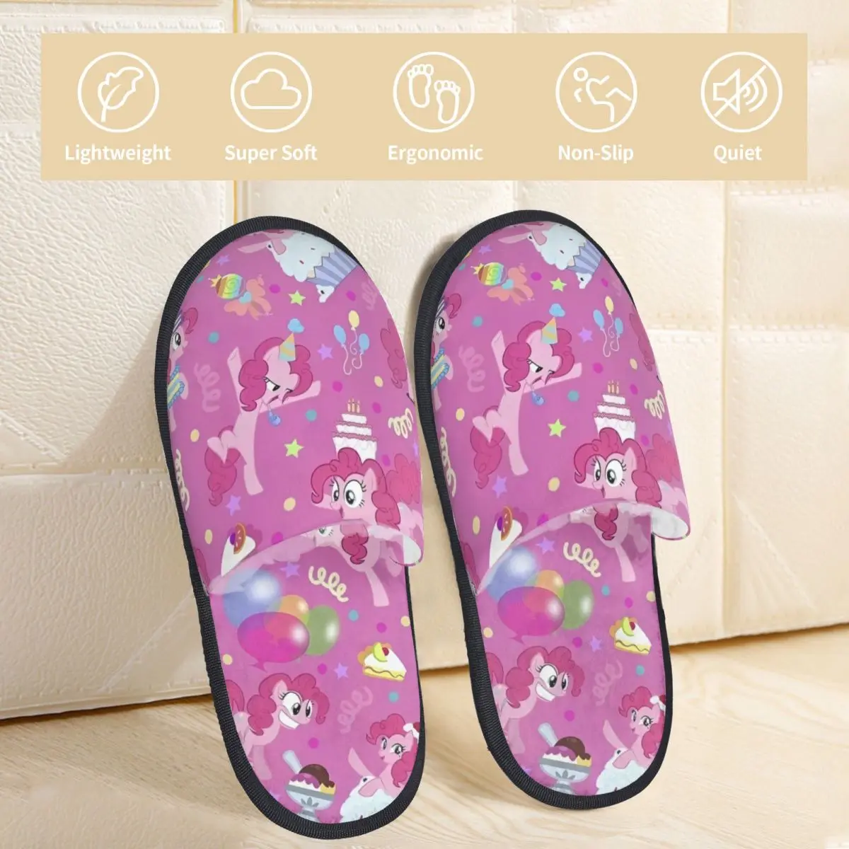 My Little Pony Bedroom Slippers with Memory Foam Slipper Gift for Women Men House Shoes with Anti-Skid Sole