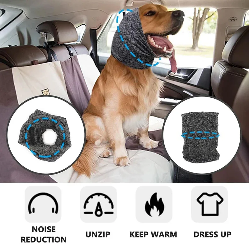 

Dog Calming Hood Ear Cover Neck Warmer Anti Thunder Fright Noise Anxiety Relief Soft Ear Muffs Noise Protection for Dogs