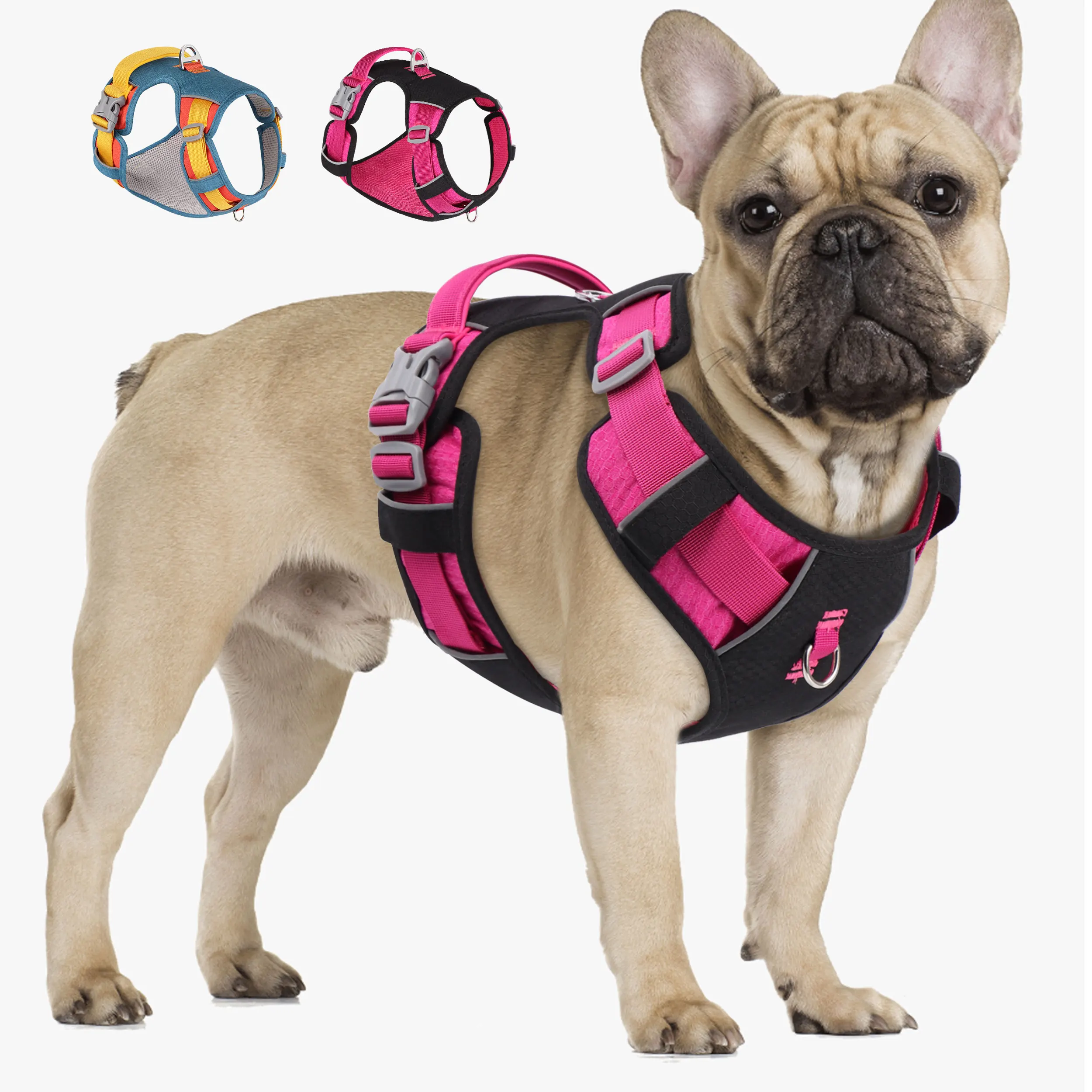 

No Pull Dog Harness Mesh Nylon Dog Harnesses Adjustable Pet Vest With Control Handle Reflective for Small Medium Large Dogs Pug