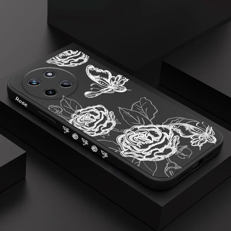 

Peony Flower Shadow Phone Case For OPPO Realme 14 13 12 11 10 9 9i 8 8i 7 Pro Plus C35 C21Y C25Y C25 4G 5G Liquid Silicone Cover