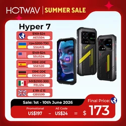 HOTWAV Hyper 7 Rugged Phone 5G 10800mAh 33W Smartphone 6.6'' FHD+ 2K Display 8GB 256GB Cellphone 280LM Android 14 Mobile Phone