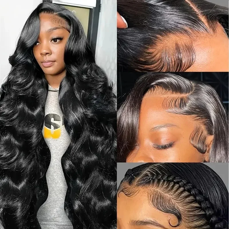 13x4 parrucche anteriori in pizzo capelli umani 5x5 parrucche frontali in pizzo con onda del corpo 13x6 200 densità parrucche trasparenti per capelli umani 1B