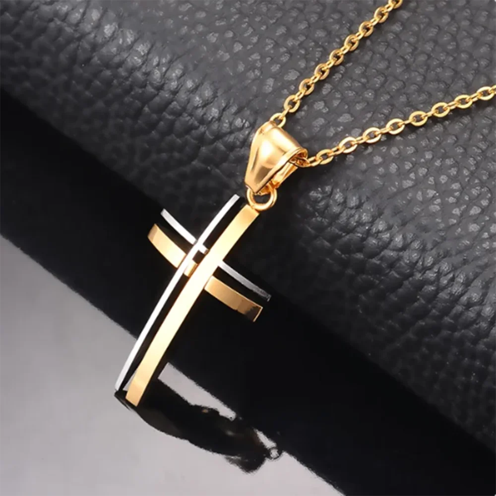 Black Cross 2022 New HOT SALE Fashion Jewelry Charm chain Women's/Men's Stainless steel Necklaces For Boys And Girls Lover