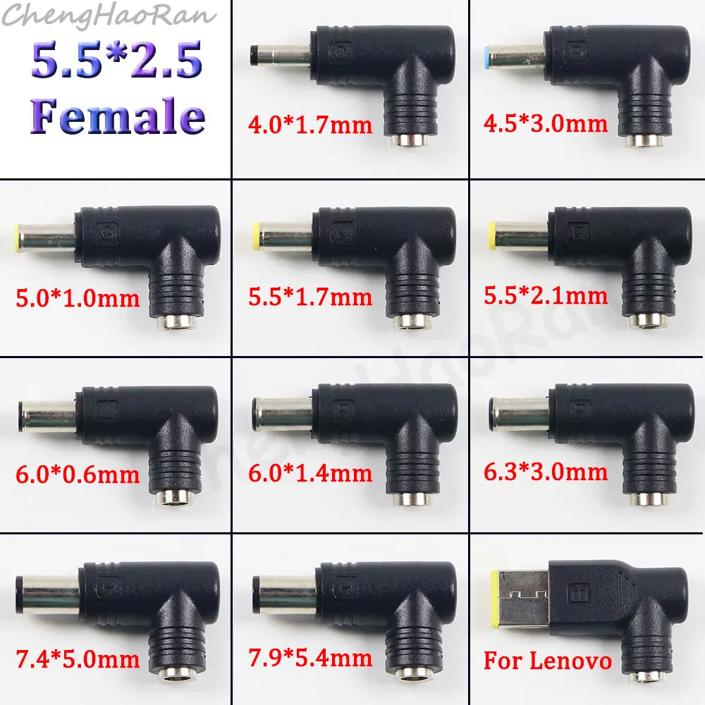 1 Pc DC 5.5*2.5 Female Jack to 4.0*1.7 4.5*3.0 5.5*1.7 5.5*2.1 6.3*3.0 7.4*5.0 7.9*5.4 Male Power Connector Laptop Adapter Plug