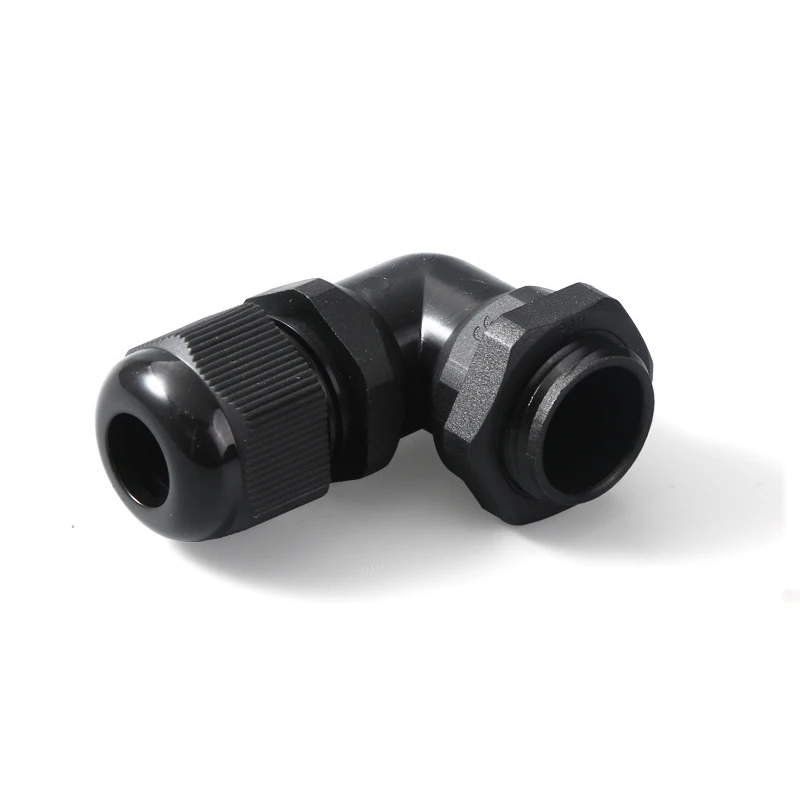 M12/m16/m20/m25 Nylon Waterproof 90 Degrees Cable Glandcs  Wire Fitting Plastic Range Cable Entry