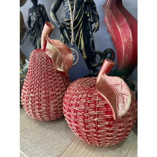 Handicraft Decorative 2 Apple Pear Trinket Sculpture