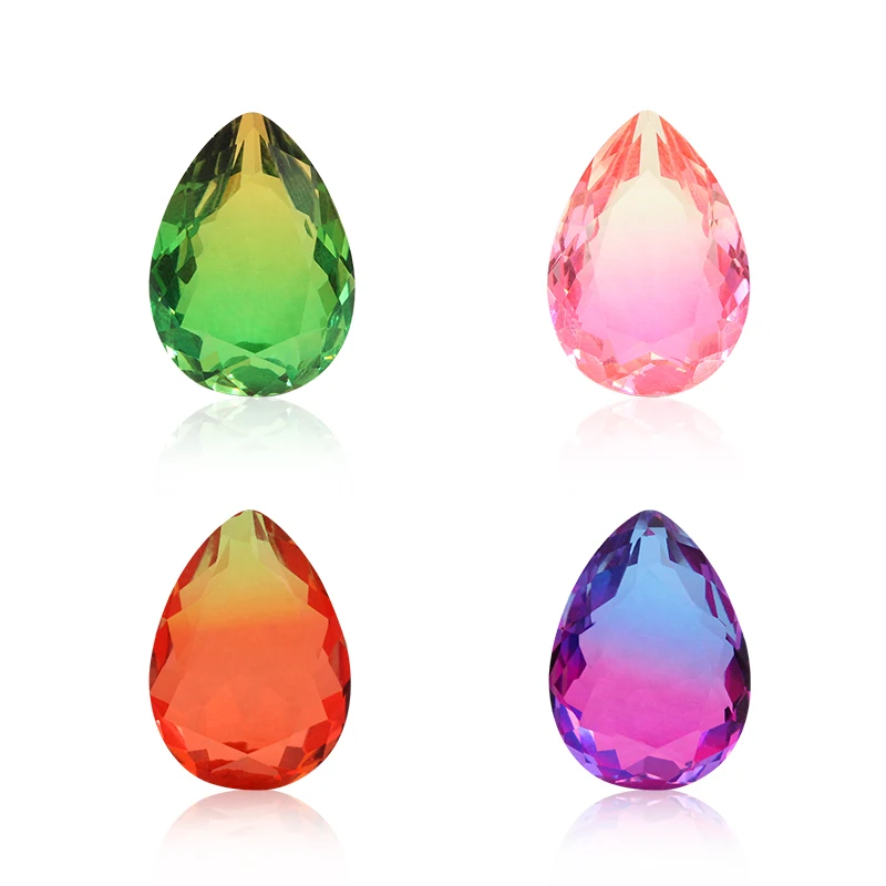 10x14 13X18MM Gradient Crystal Drop Shape Tourmaline Fancy Stone Pointback Jewelry Making Gemstone K9 Glass  Ring  Rhinestone