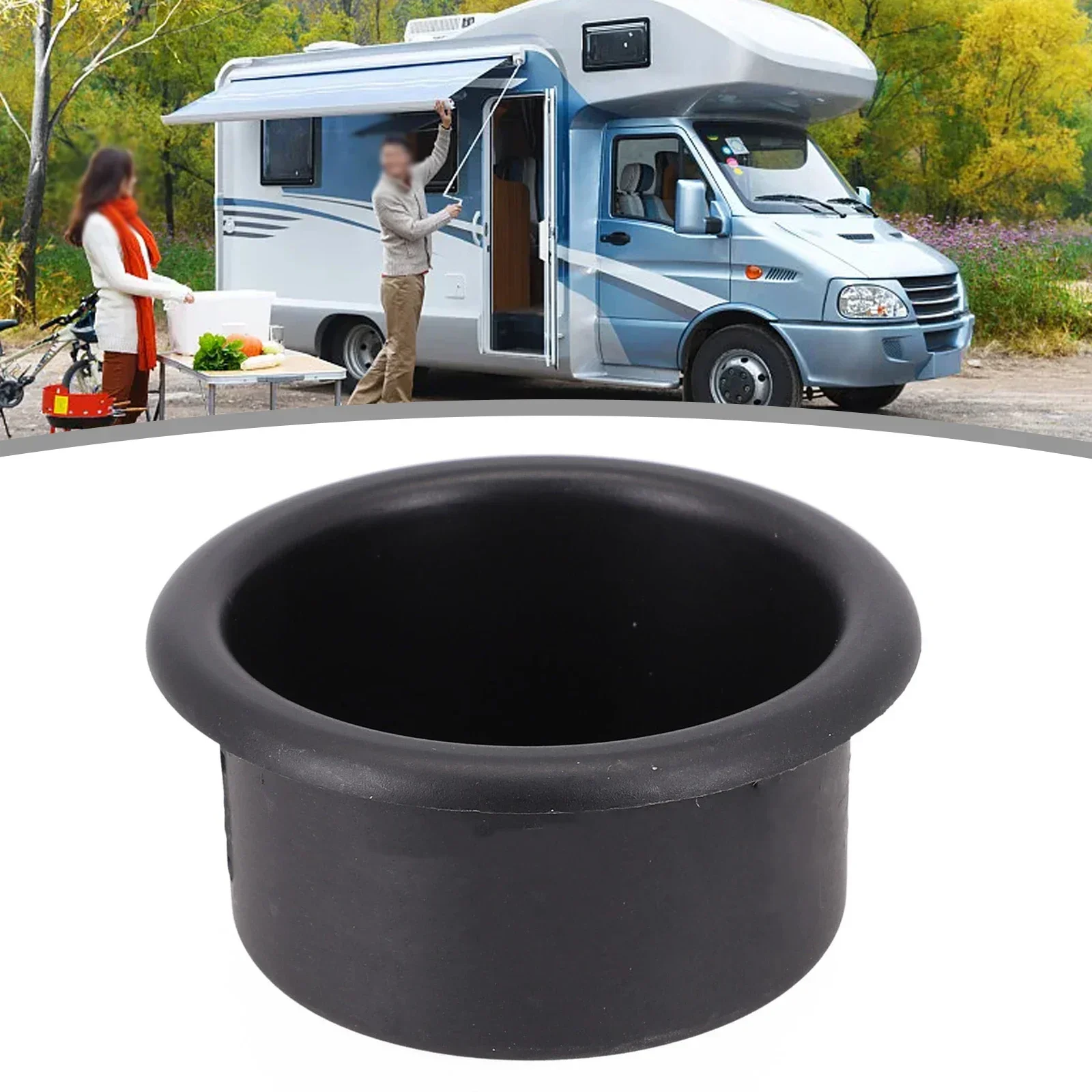 

1Plastic Black Cup Water Drink Holder Recessed For RV Car Marine Boat Trailer Made Of High Quality Material Practical Black