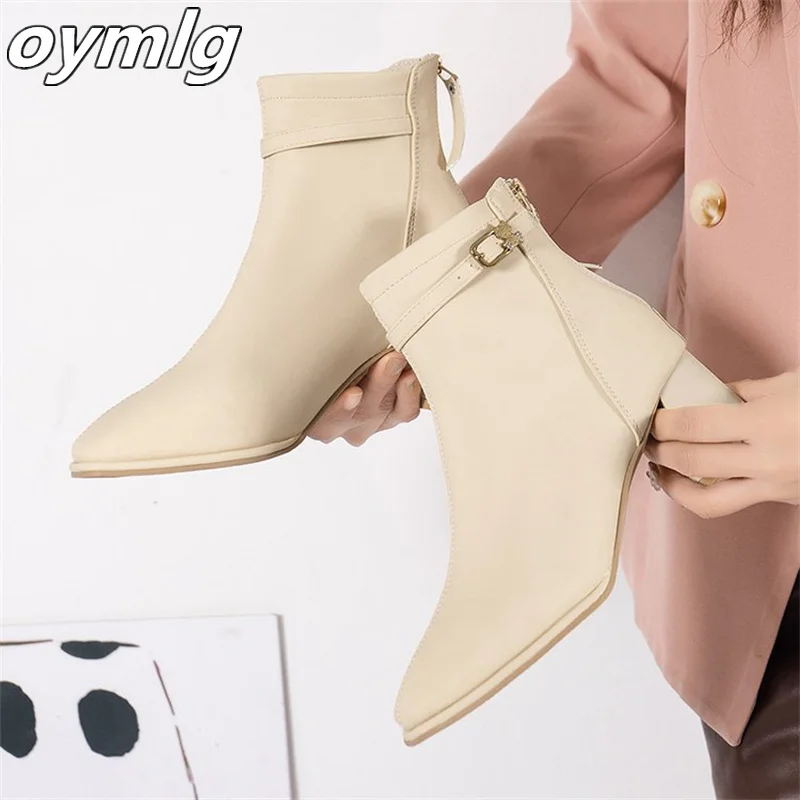 2023 New Winter Women's Boots High Heels Fashion Square Headed Thick Heels Back Zipper Fashion Boots black boots