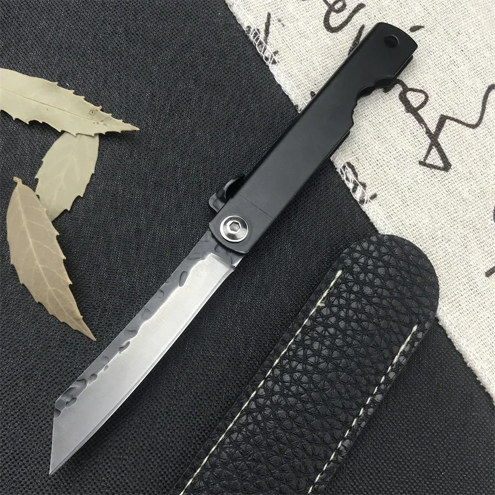 VG10 Damascus Steel Ball Bearing Folding Knife Tactical Military Outdoor Hunting Survival Edc Pocket Knifes Gift Leather Sheath