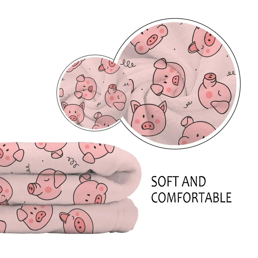 Cute Pig Pink Fleece Blanket Soft Warm Bedroom Throw Blanket on Bed Sofa Bedding Travel Sherpa Blankets for Adult Kids Quilt