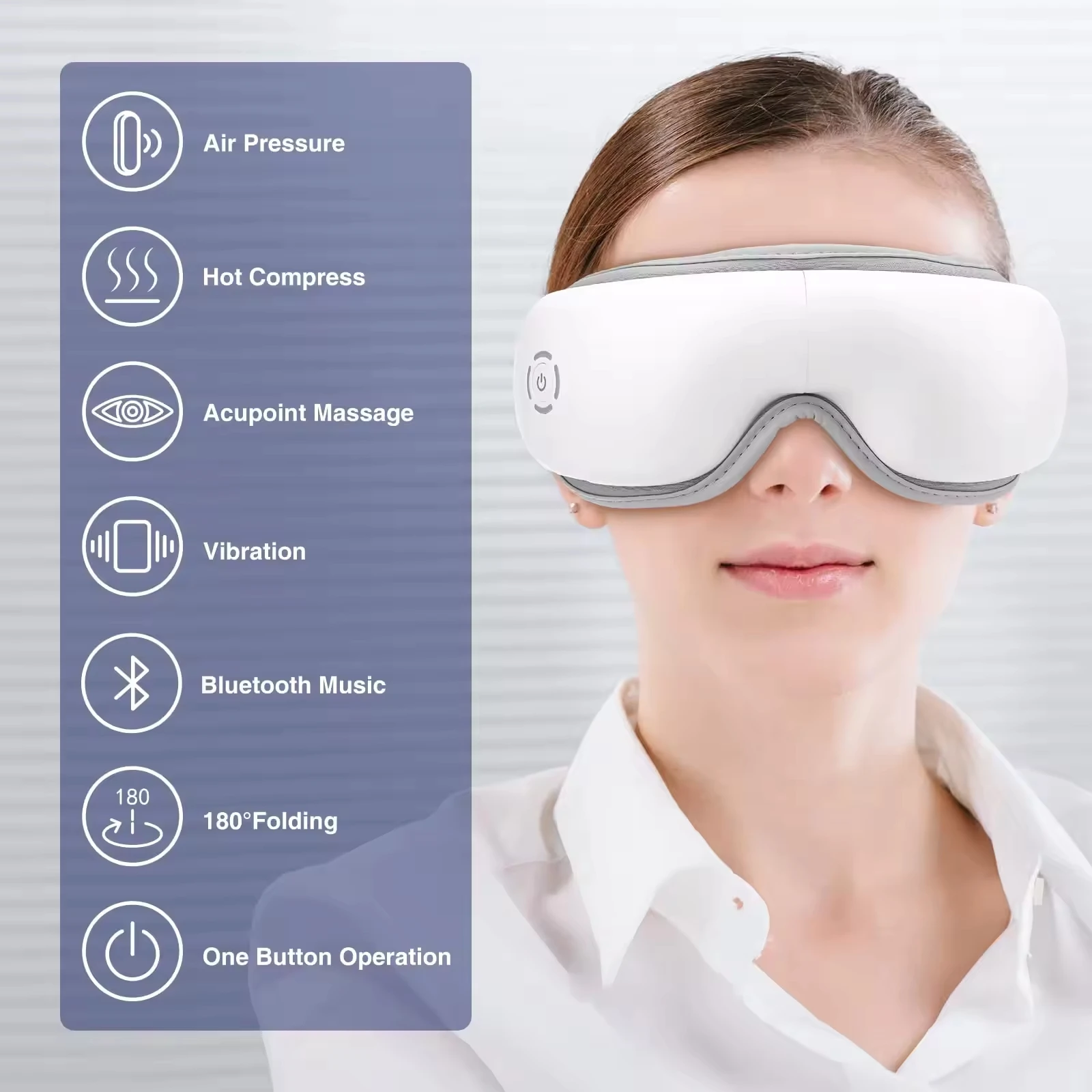 Smart Library 2024 Best Price Eye Massager With Heat And Air Compression Massage Vibration, Bluetooth Music, Relieves Eye Strain