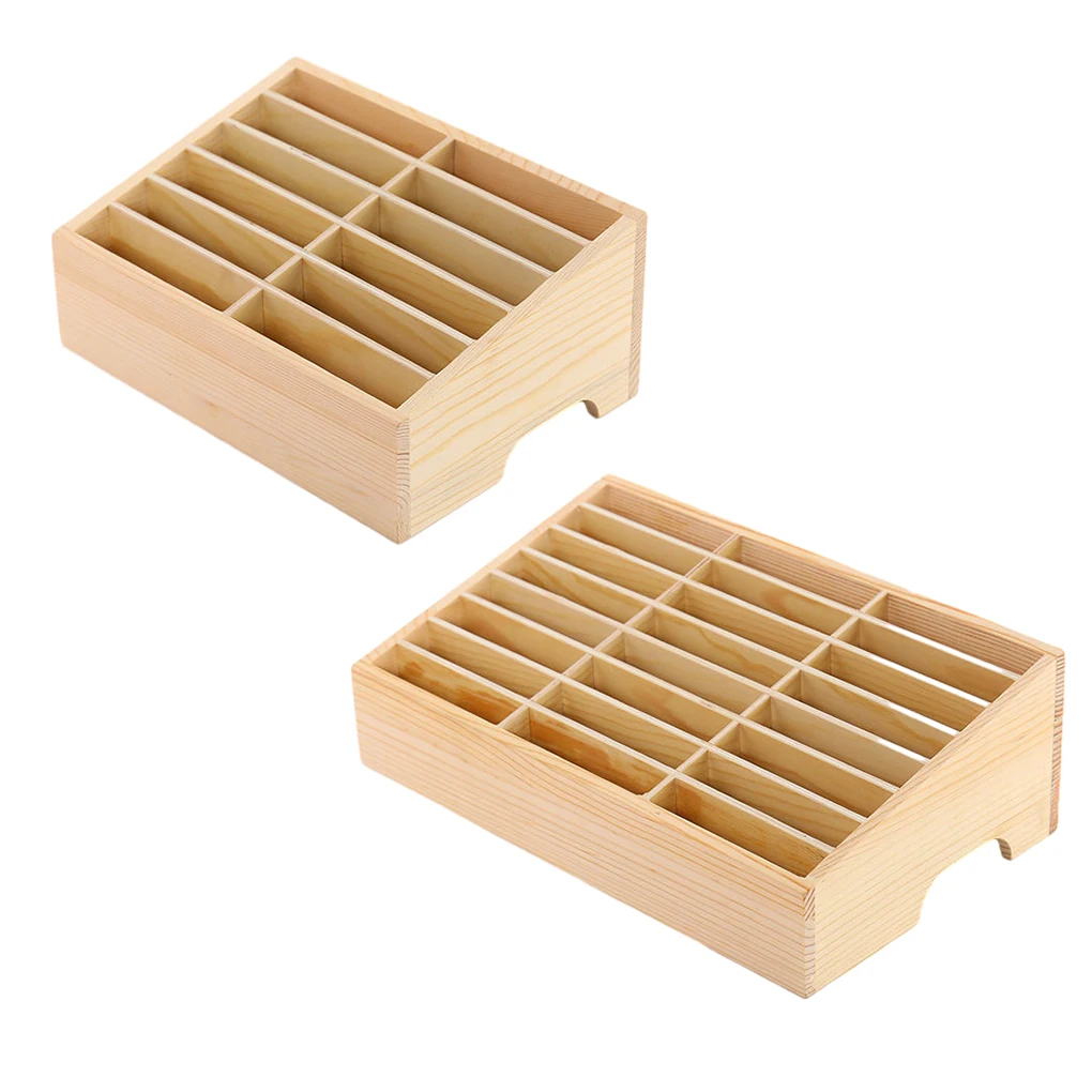 Wooden Storage Organizer - Clear Texture Large Capacity Easy To Stable And Thick Wooden Storage Box Mobile Phone 12 squares