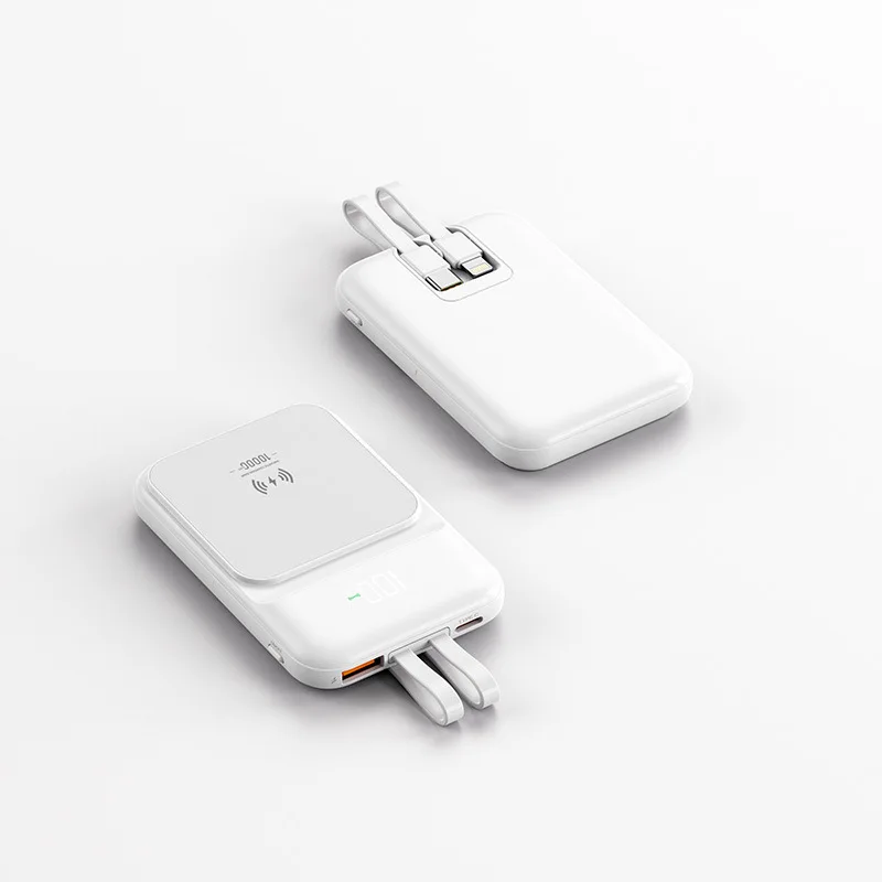 Wireless Charging Magnetic Power Bank with Built-in Cable 10000mAh Portable Power Bank