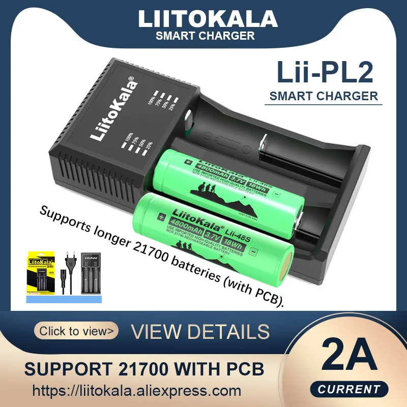 Liitokala-リチウム電池充電器,Lii-PL2, 3.7v,26650, 18650, 22650, 14500, 18350, 20700, 1.2v,aa,aaa,nimh,21700,PCB付き
