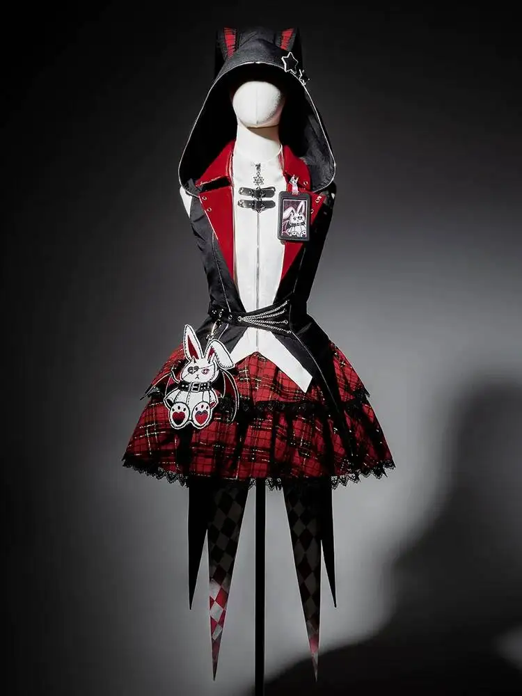

New Rock Rabbit Lolita Dark Subculture Punk Style Hottie Tops Skirt Stage Costume Fiesta Carnival Halloween Cos Cosplay