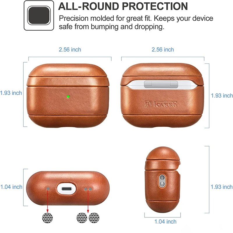 Genuine Leather Cover For AirPods Pro 2 Case Luxury Retro Leather Protective Case for AirPods Pro 2nd Generation Brown Color