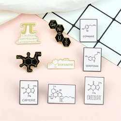 Creative Math Science Brooch π Chemical Element Molecular Formula Enamel Pin DOPAMINE Custom Badge Lapel Bag Jewelry Friend Gift