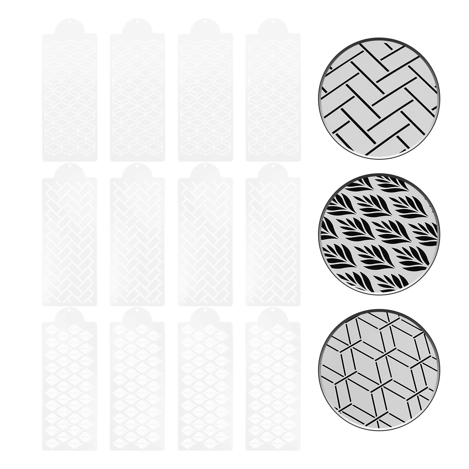 

12pcs Cake Decorating Stencils Baking Templates Pet Reusable Powdered Sugar Sieve For Fondant Cookies Dessert Party Festival