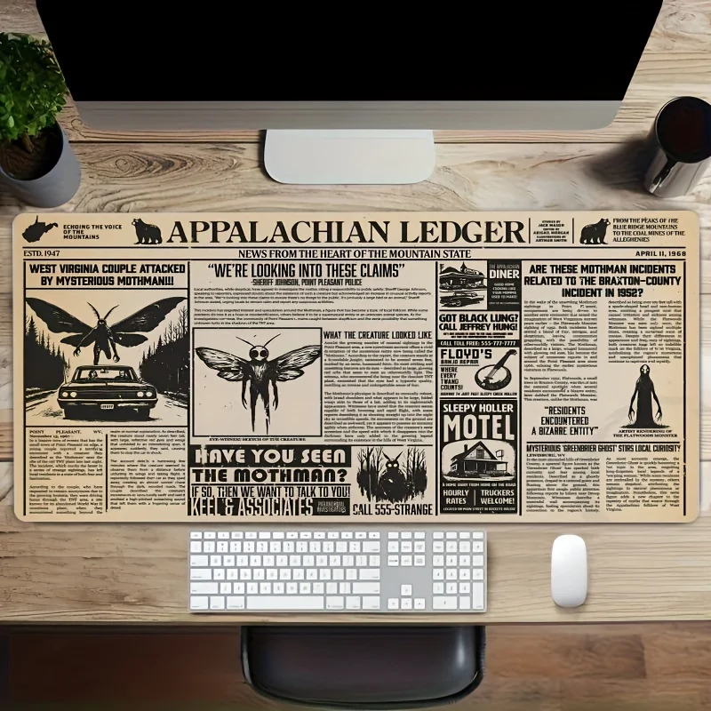 Mothman Legend Appalachian Ledger Extended Gaming Mouse Pad Non-slip Rubber Desk Mat for Work Play