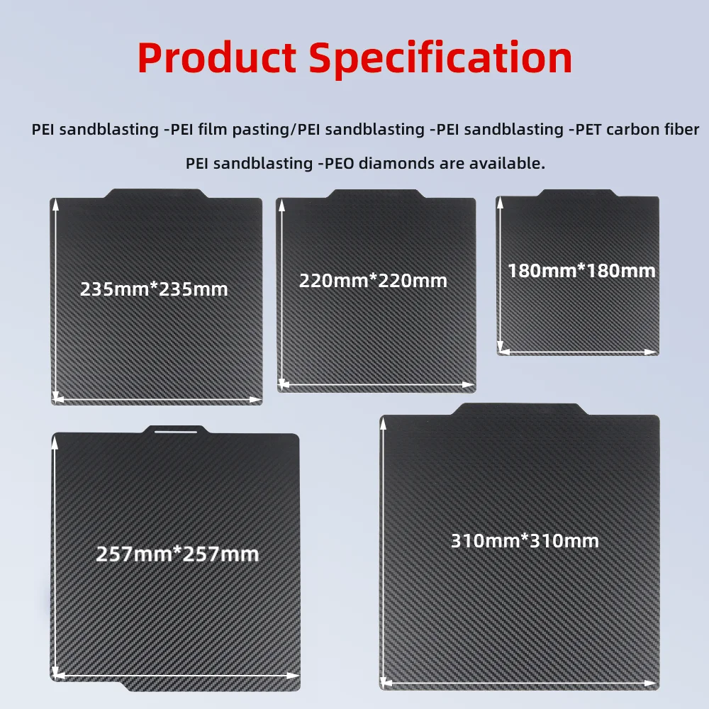 3DSWAY 180/220/235/257/310mm Double Side PEI Spring Steel Sheet Smooth Texture PET PEO PEY Build Plate Magnetic 3D Printer Part