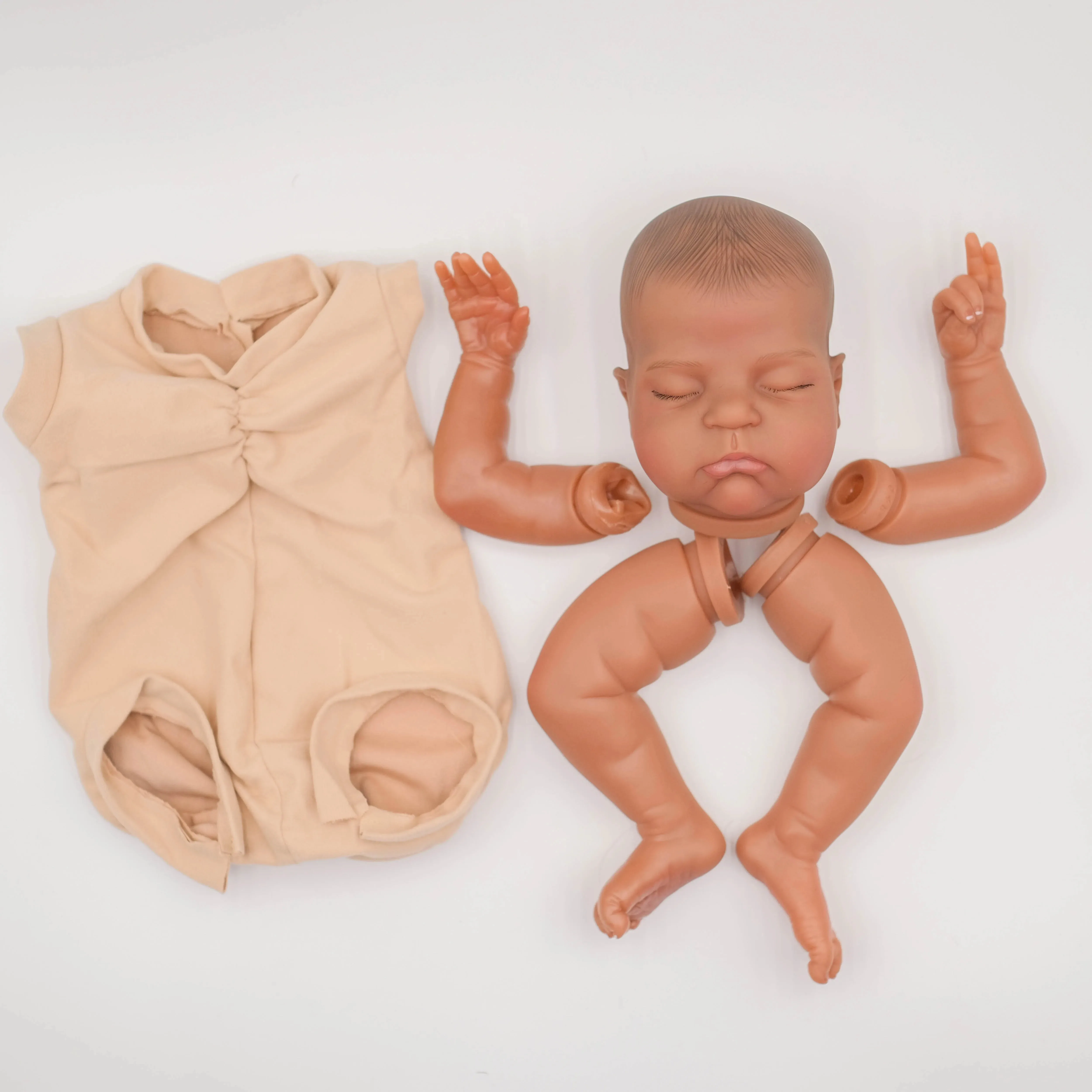 19inch Remi Painted Kit Dark Brown Skin Already Painted Lifelike Reborn Doll Parts Hand Painted Hair with Cloth Body