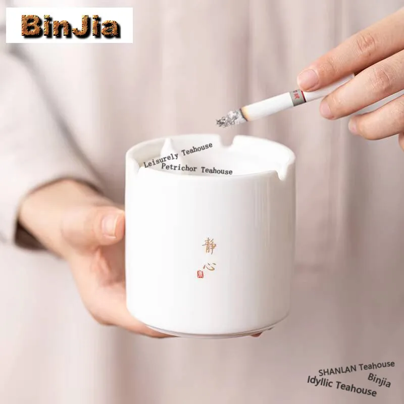 

Sheep Fat Jade White Porcelain Ashtray With Cover For Home Creative Anti Fly Ash Ceramic Cigar Ashtray Living Room Decoration