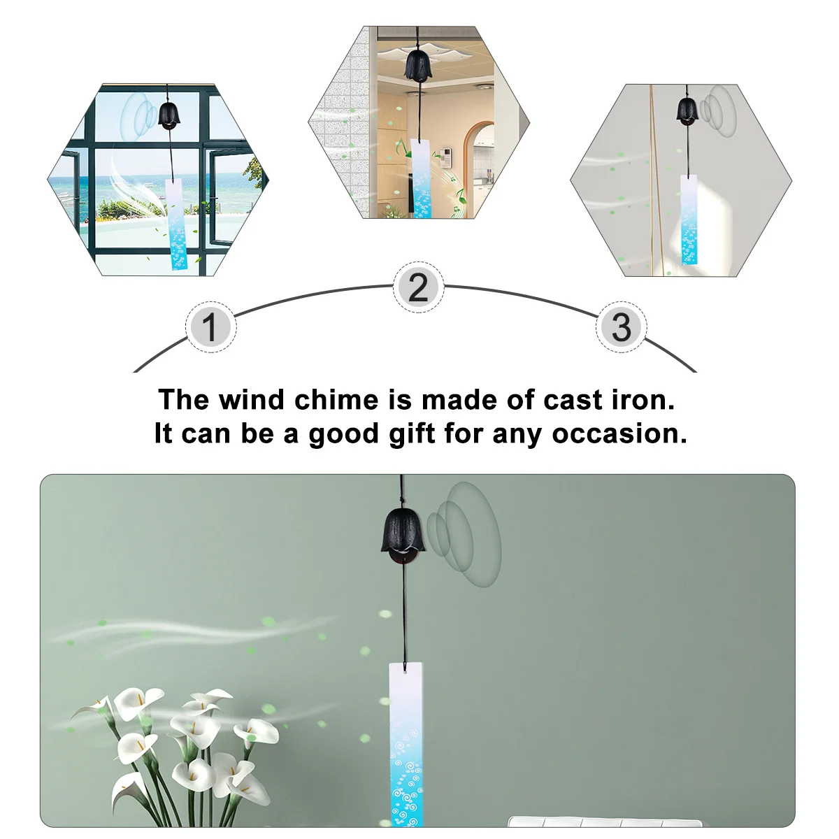 

Japanese Style Tulip Shape Wind Bell Cast Iron Wind Chimes Hanging Decoration Garden Home Balcony Relaxing Sound