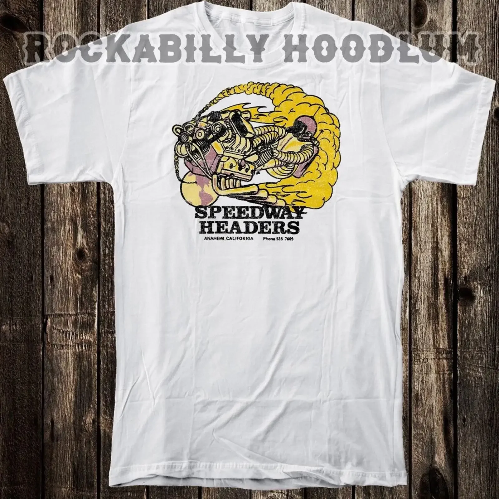 Hot Rod T Shirt Drag Race Racing Speed Shop Speedway Headers CA vintage Washed Soft Unisex Slightly Casual Versatile