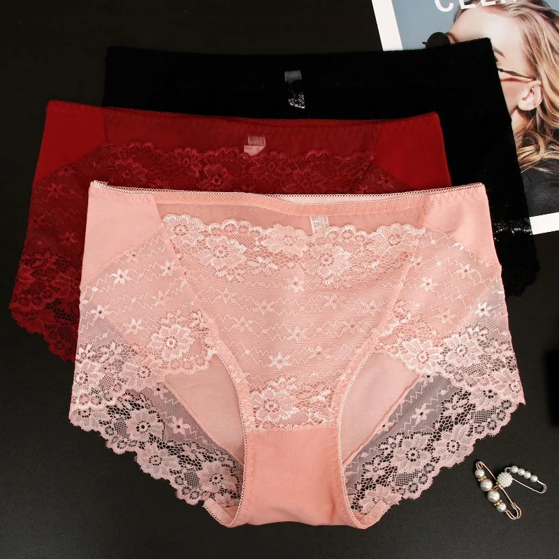 Ladies Underwear Pure Cotton Trackless Naked 2024 Sexy High Appearance Level Lace Pure Air Breathable Triangle Shorts Comfort