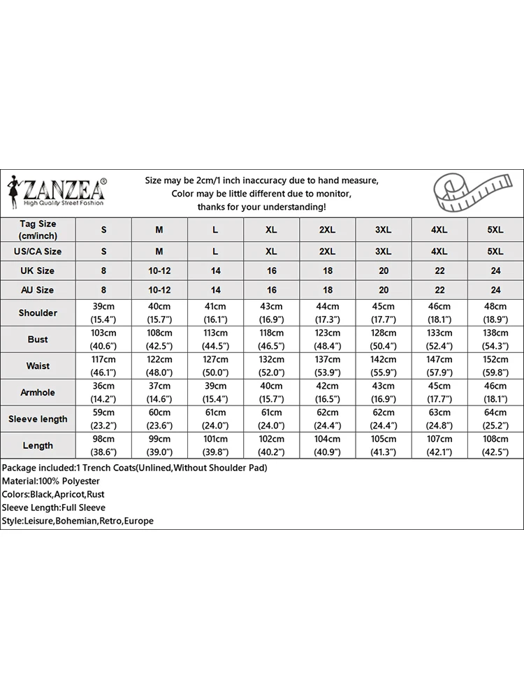 Damskie płaszcze typu trencz w stylu vintage 2025 ZANZEA Jesień Eleganckie płaszcze robocze w stylu OL Stylowe, jednolite, wiatroodporne długie płaszcze z długim rękawem i kołnierzem.
