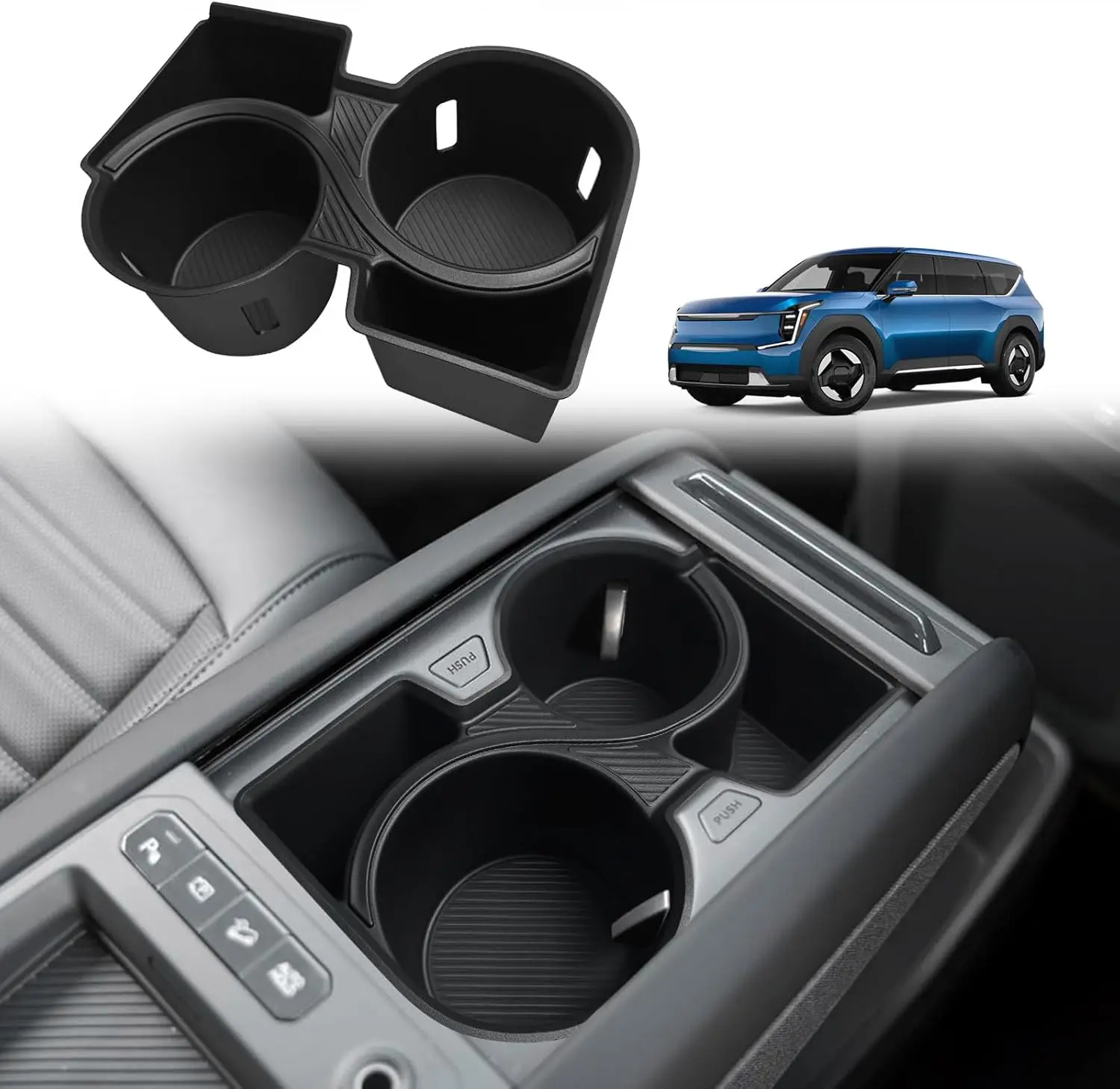

Center Console Cup Holder Inserts for 2024 2025+ Kia EV9， Middle Console Armrest Front Drink Stopper Non-Slip