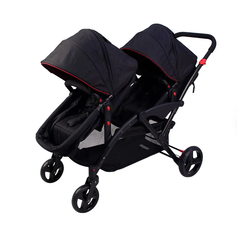 Hot Sale  Black Baby Trolley, Children Twins Pushchair, Customized  Poussette Bebe/