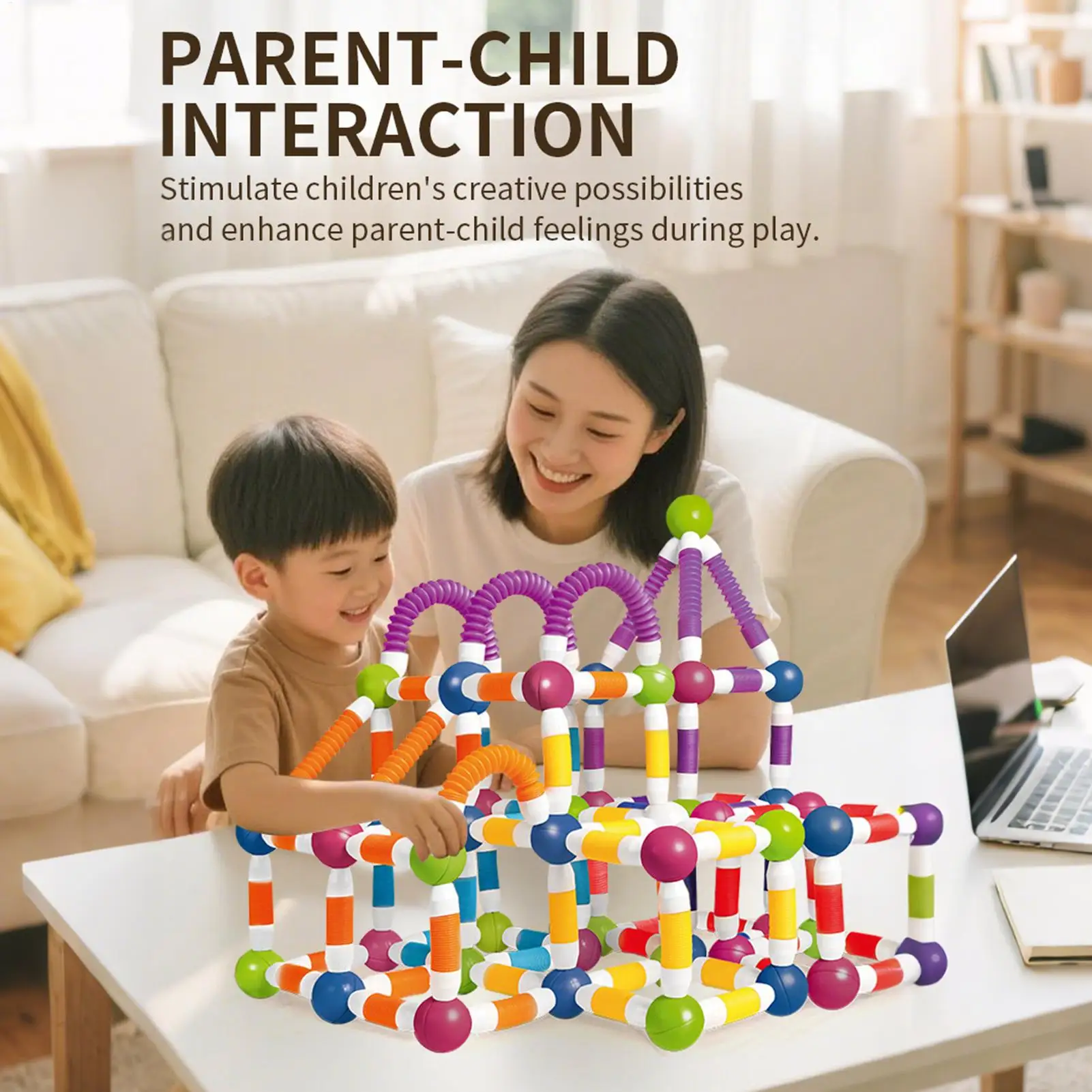 

Children's Magnetic Building Set Soft Grip Versatile And Scalable Magnetic Rod Blocks Early Education Puzzle STEM Sensory Toy